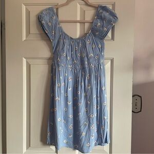 Billabong Blue Floral Short Sleeve Mini Dress